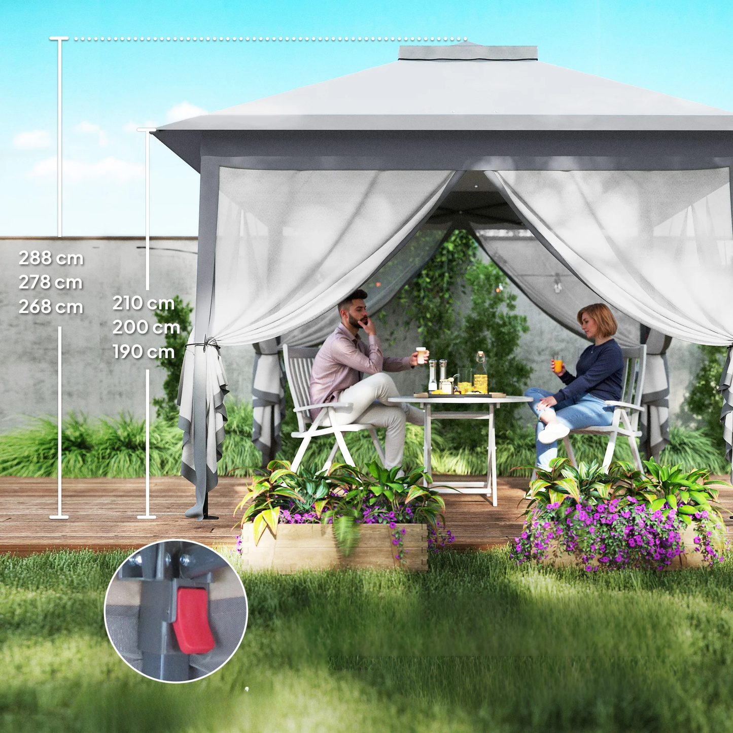 Partytent - 3,3x3,3m - Dichte Zijkant - Grijs