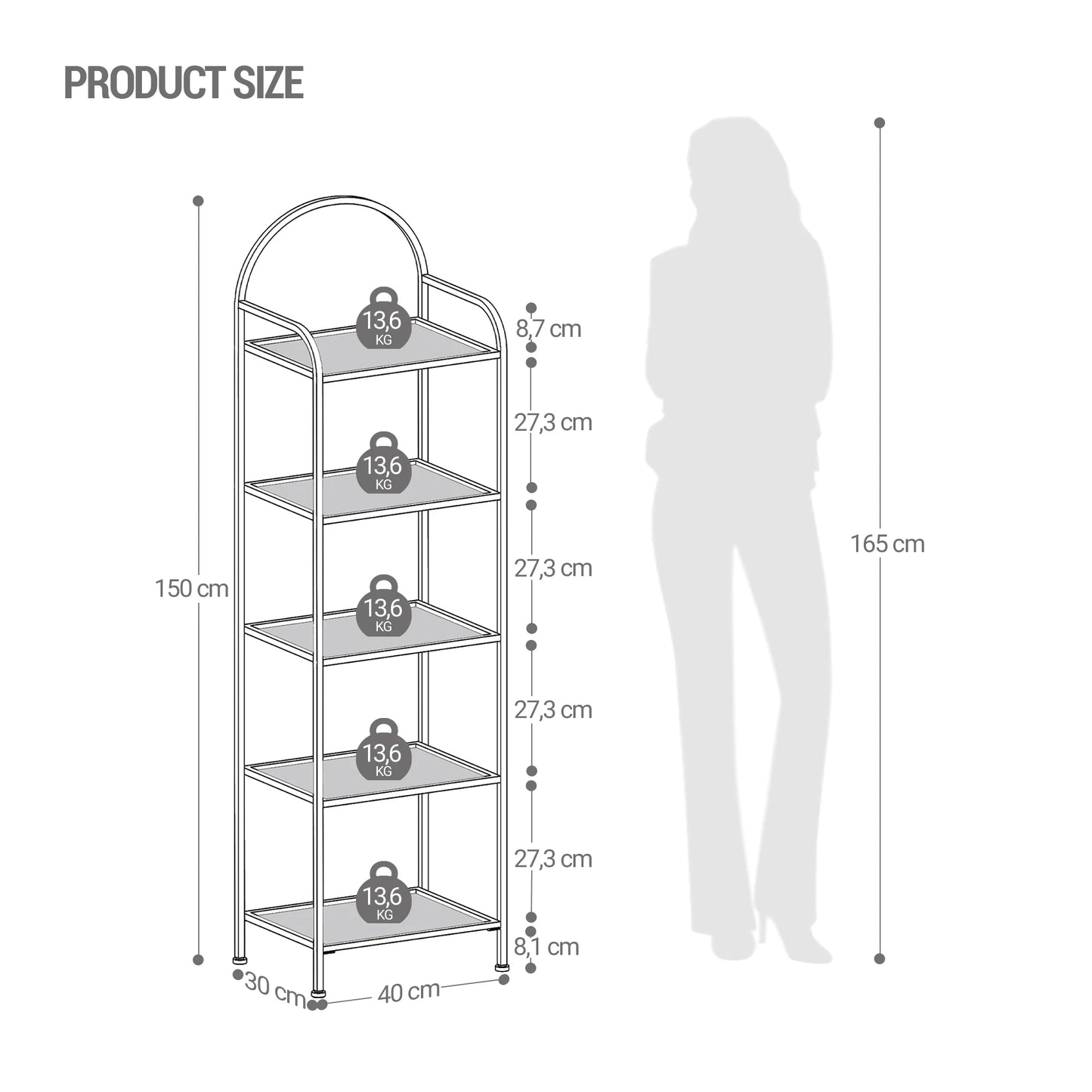 Bookcase Bookshelf, Tempered Glass Bookshelves, Slim Shelving Unit for Bedroom, Bathroom, Home Office, Steel Frame Gold