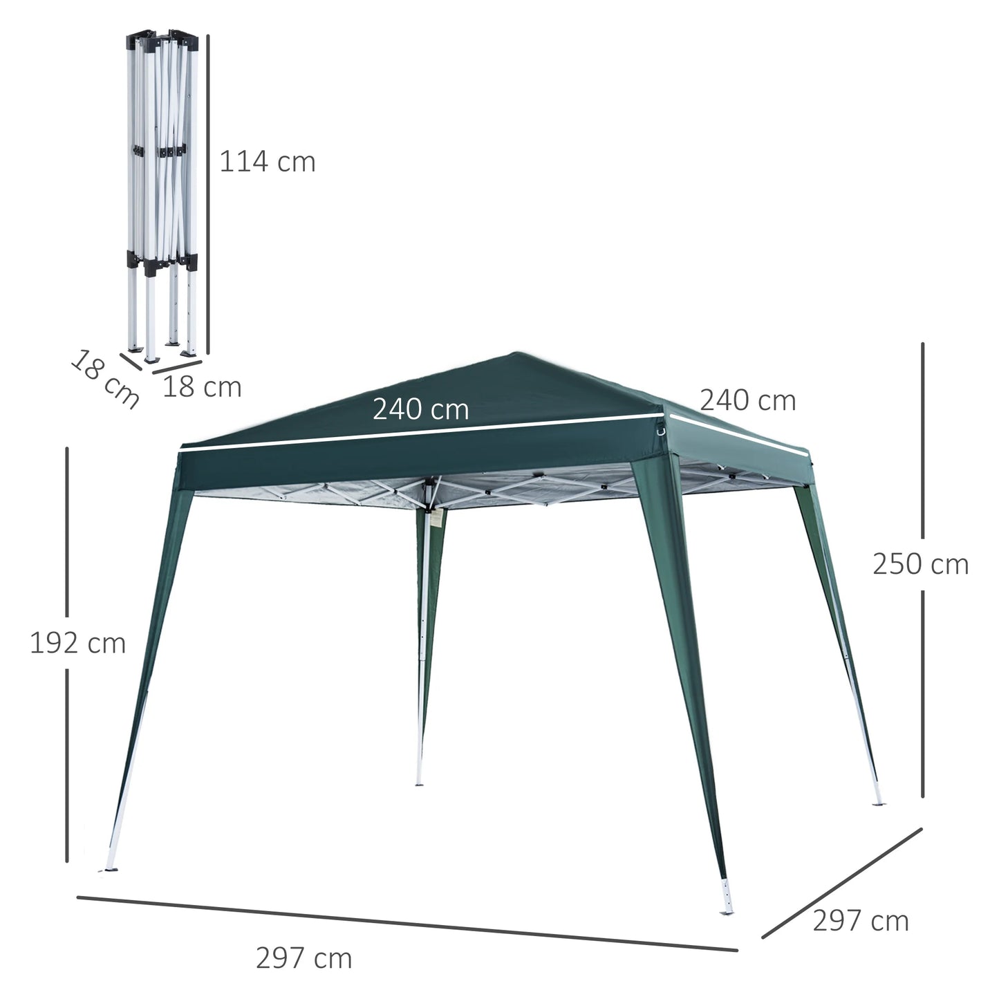 Pop-up tuinoverkapping - Partytent - 3x3m - Donkergroen