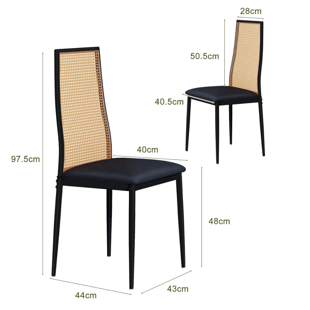 Kunstleer Eetkamerstoelen - Set van 2 - Zwart & Natuurlijk Hout
