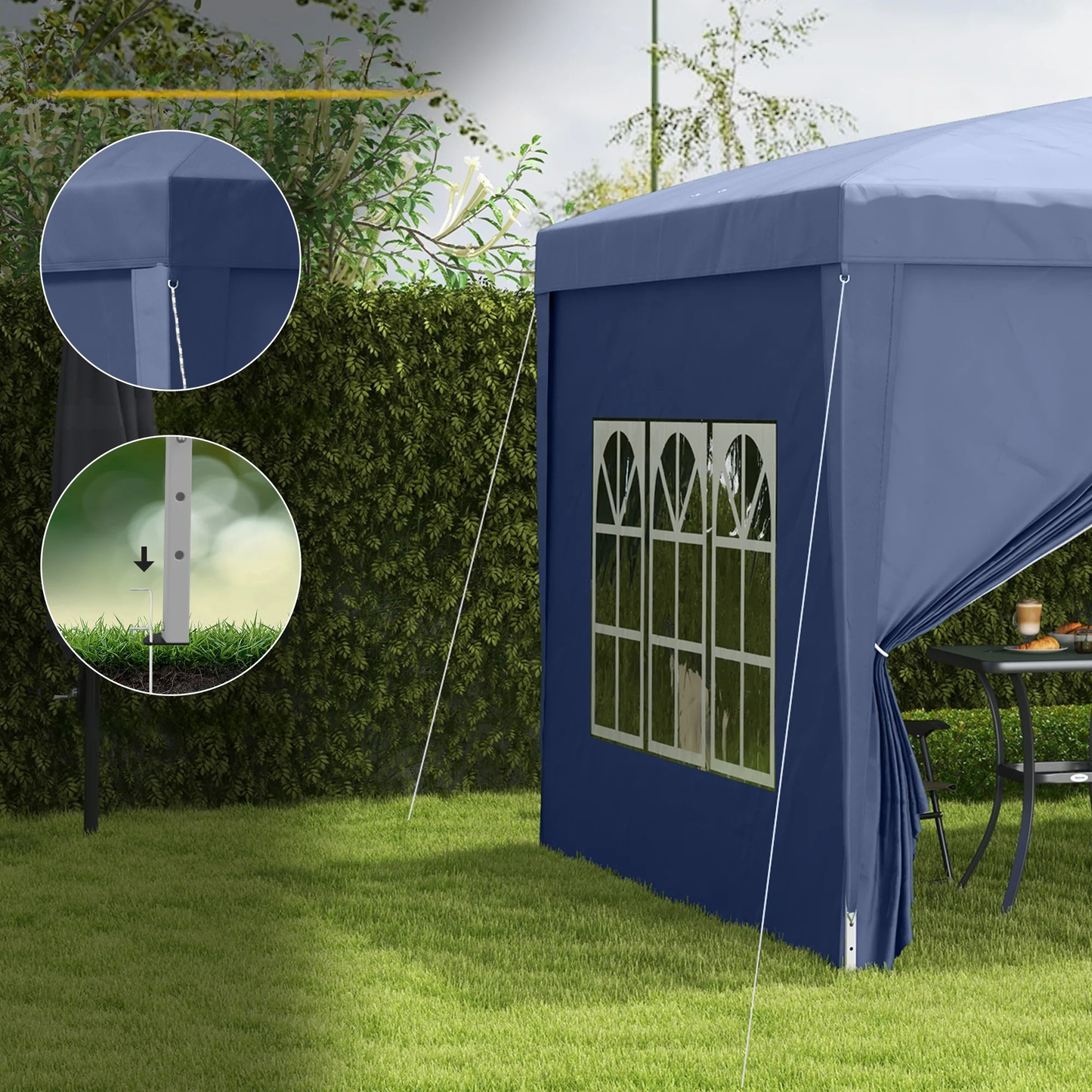 Partytent - 3x3m - Verwijderbare Wanden - Blauw