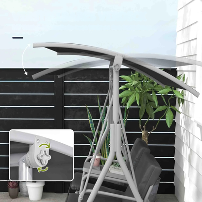 2-Persoons Schommelbank met Zonnescherm, Tafel en Tas - Zwart