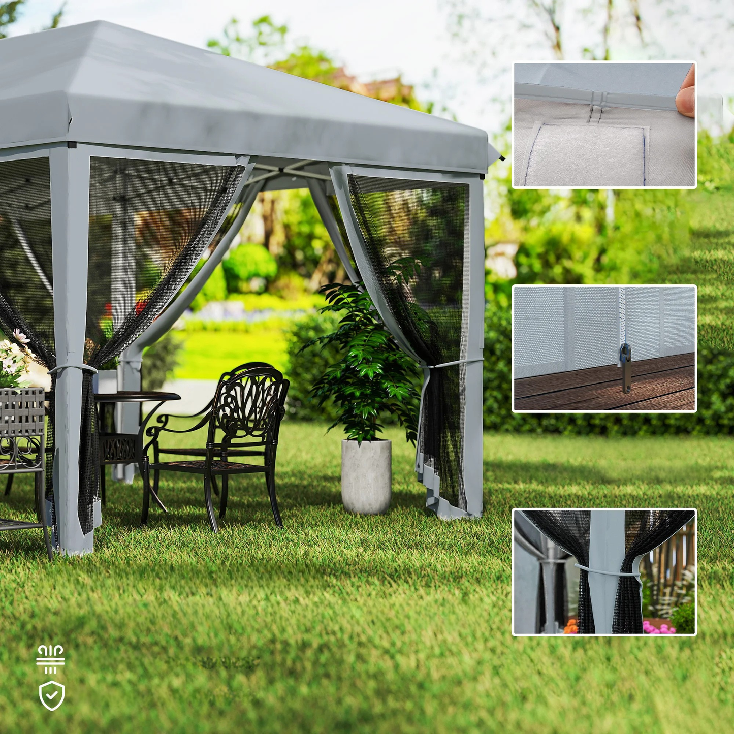 Pop-up tuinoverkapping - 6x3 m - Muggennetten - Zwart