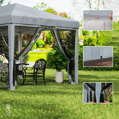 Pop-up tuinoverkapping - 6x3 m - Muggennetten - Zwart