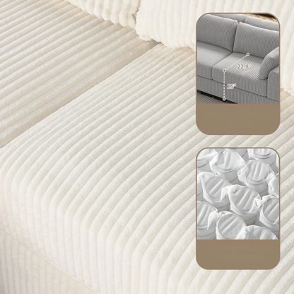 Beige Corduroy Bank - Eénzits Sofa