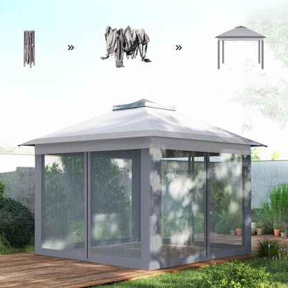 Partytent - 3,3x3,3m - Dichte Zijkant - Grijs