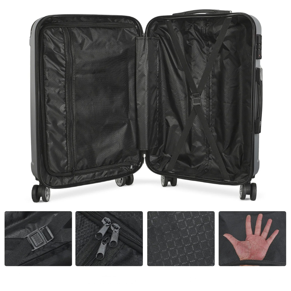 Hard-Shell Koffer Set - Donkergrijs - 3 Delen