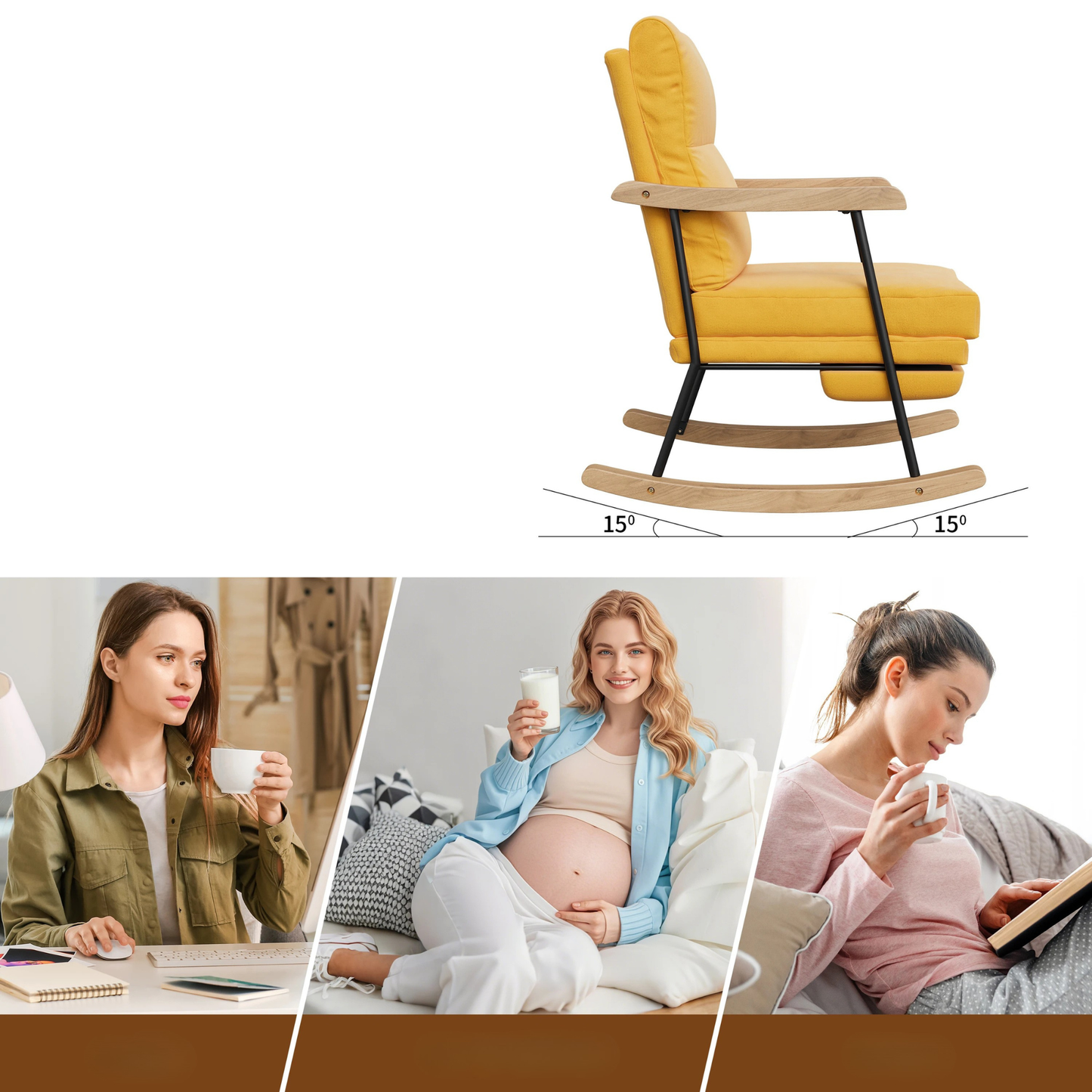 Comfortabele Relaxstoel - Geel - Met Voetsteun