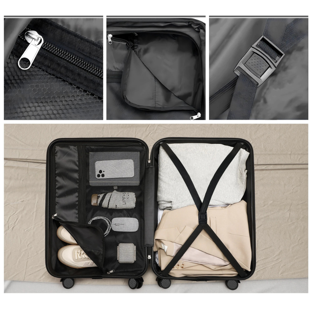Kunstleren Koffer Set - Twee-Delig Set - Met TSA Slot - Vier-Wiel Koffer