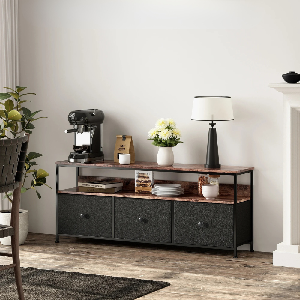 TV-stand - LED-verlichting - Stalen Frame - Met Verstelbare Voetjes