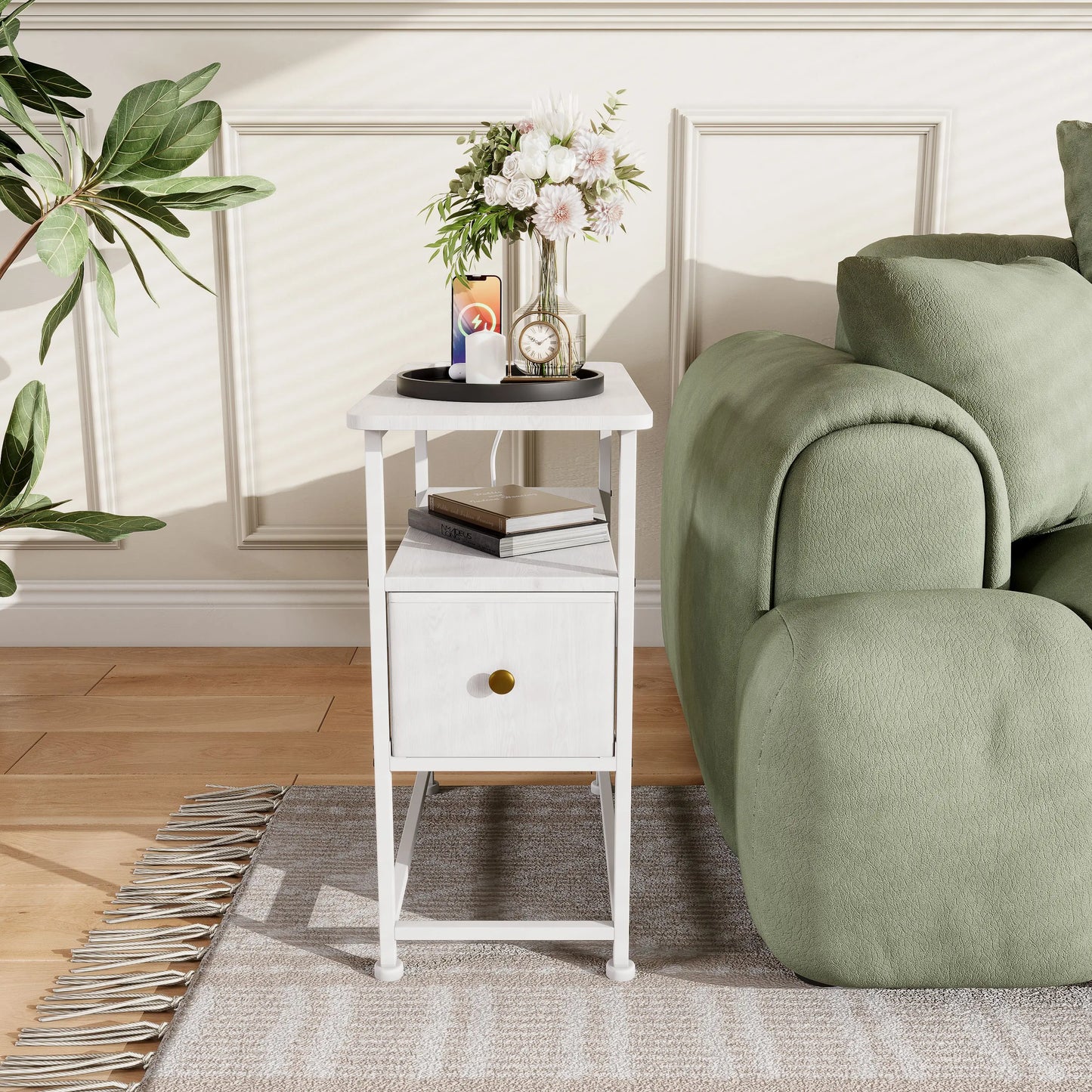 Nachtkastje - modern design - stevige basis - Zwart