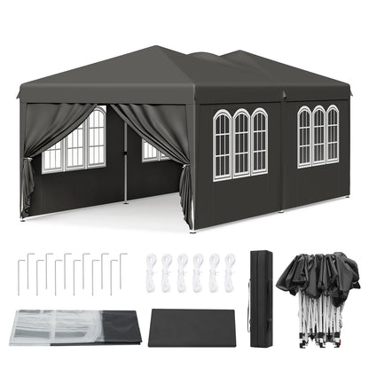 WOLTU Outdoor Garden Gazebo 3x6m Folding Pop-up Tent with 6 Removable Side Panels UV Resistant Waterproof Carry Bag for Parties
