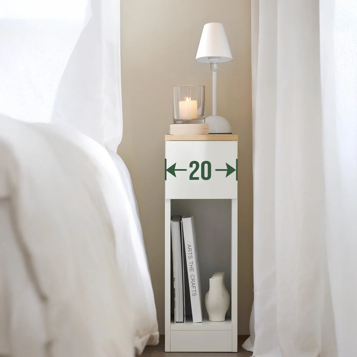 SoBuy FBT111x2 bedside table 2-piece set with drawer for box spring bed, sofa table, 2 narrow side tables, nightstand