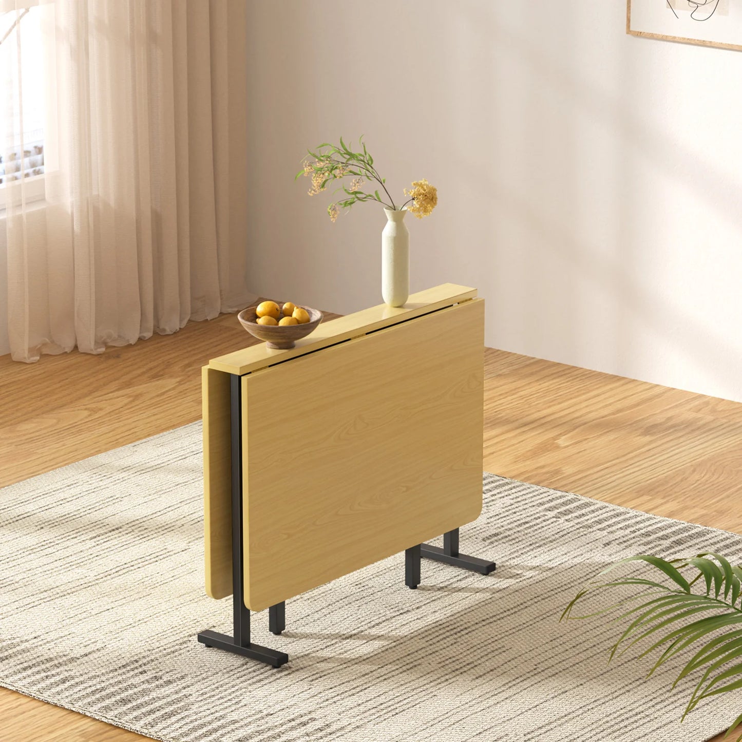 Folding dining table, modern and elegant style, adjustable, ergonomic design, 120x80 cm, beige