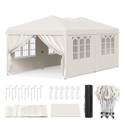 WOLTU Outdoor Garden Gazebo 3x6m Folding Pop-up Tent with 6 Removable Side Panels UV Resistant Waterproof Carry Bag for Parties