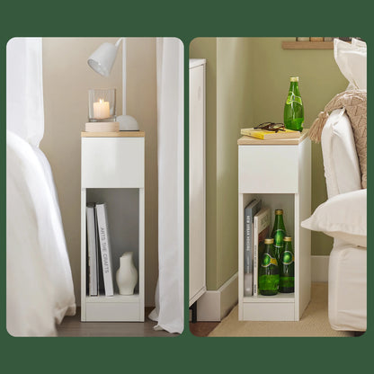 SoBuy FBT111x2 bedside table 2-piece set with drawer for box spring bed, sofa table, 2 narrow side tables, nightstand