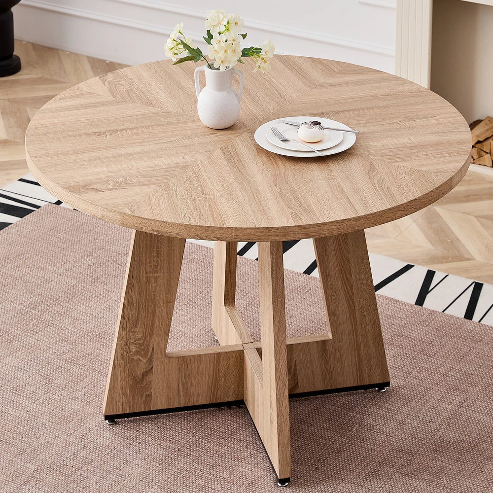 EGOONM Nordic Round Table Solid Wood Dining Table Library Center Medieval Rounded Table Balcony Living Room Home Furniture 120cm