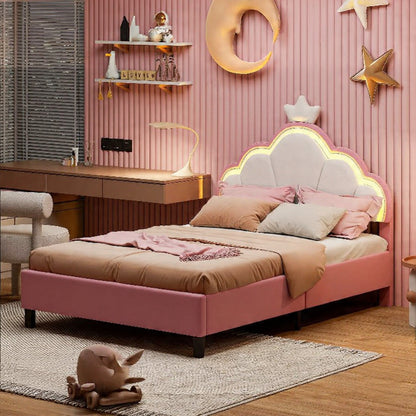 Gestoffeerd Bedframe met LED-verlichting - Opbergruimte, 16 Kleuren, Zwart/Wit - 90 × 200 cm of 140 × 200 cm