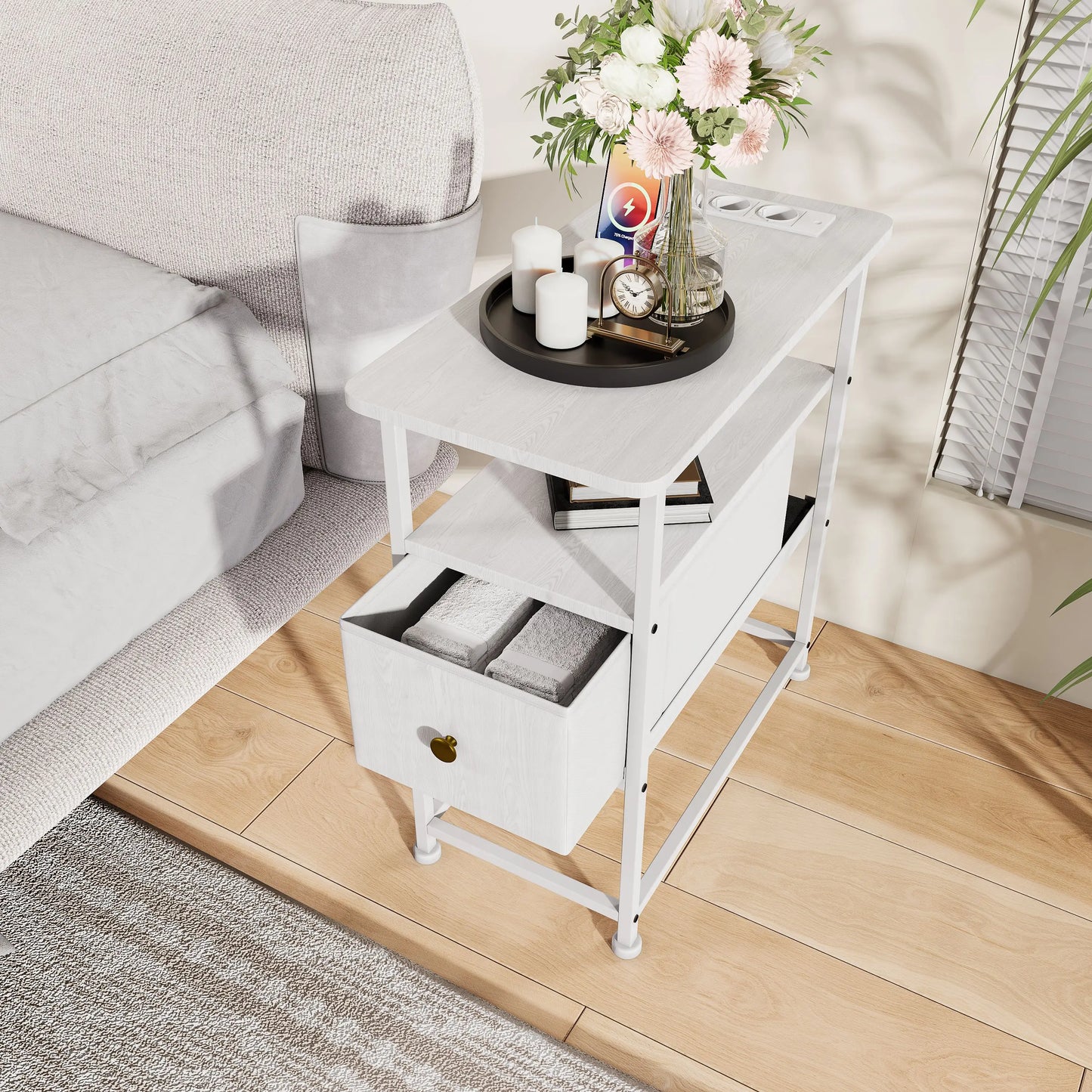 Nachtkastje - modern design - stevige basis - Zwart