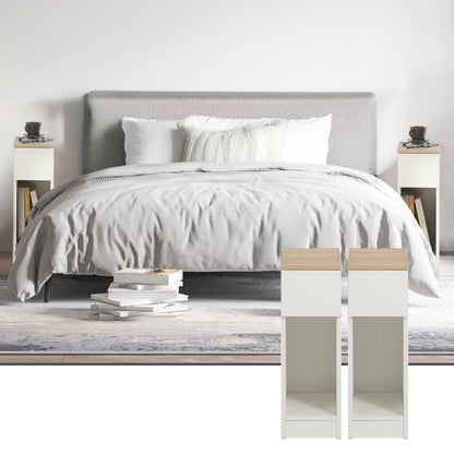 SoBuy FBT111x2 bedside table 2-piece set with drawer for box spring bed, sofa table, 2 narrow side tables, nightstand