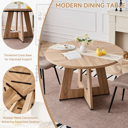 EGOONM Nordic Round Table Solid Wood Dining Table Library Center Medieval Rounded Table Balcony Living Room Home Furniture 120cm