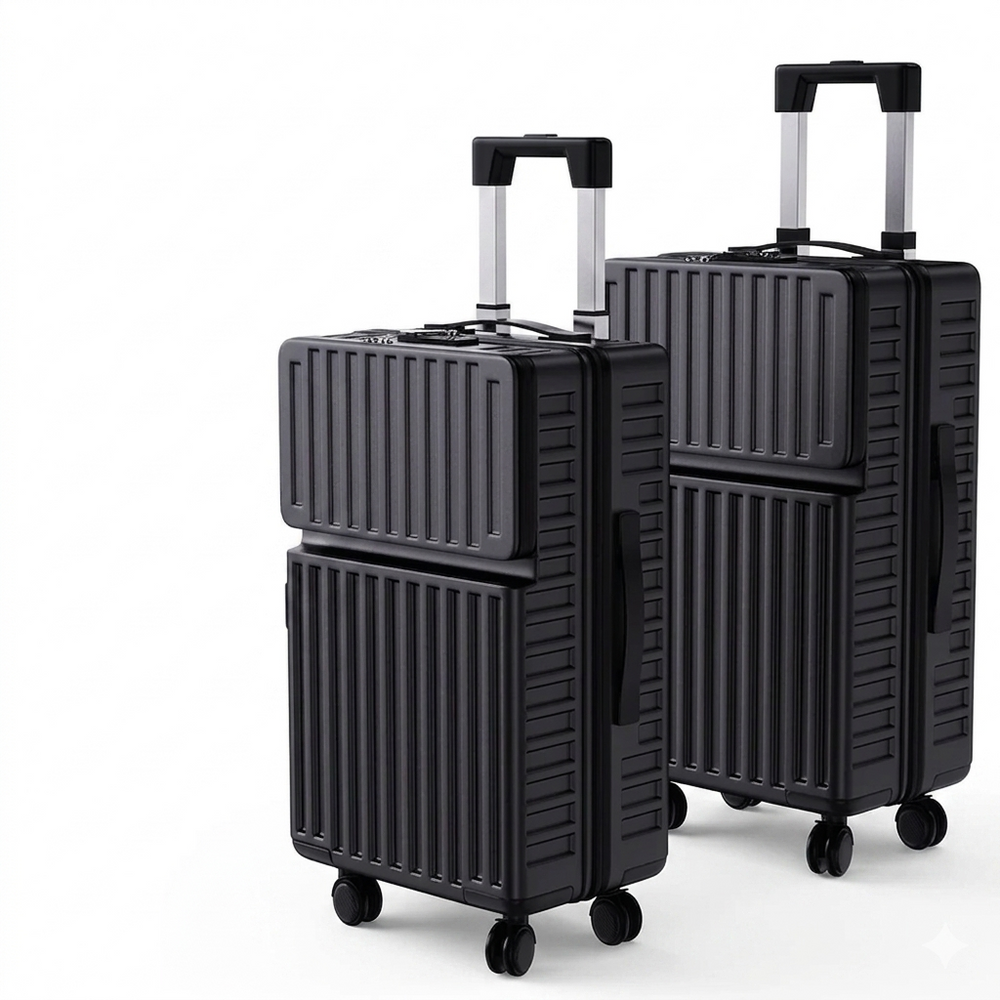Kunstleren Koffer Set - Twee-Delig Set - Met TSA Slot - Vier-Wiel Koffer