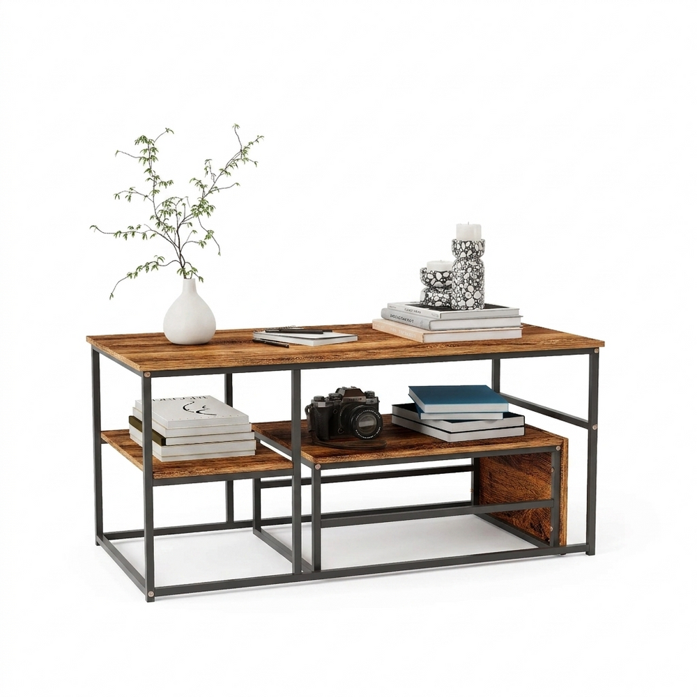 Houten Salontafel - Set van 2 - Natuurlijk Hout