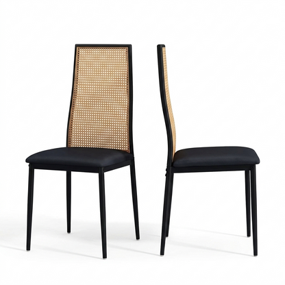 Kunstleer Eetkamerstoelen - Set van 2 - Zwart & Natuurlijk Hout