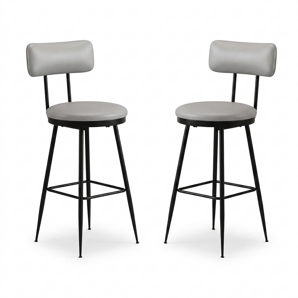Kunstleer Barstoelen - 2 stuks - Donkergrijs