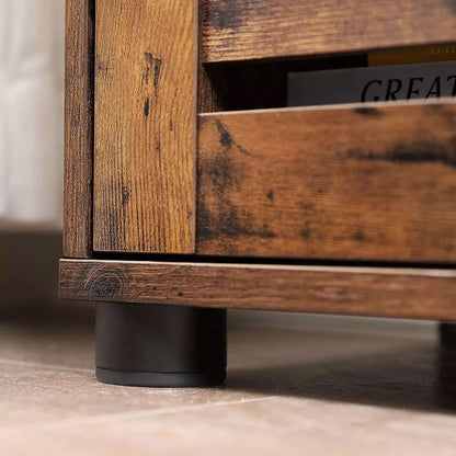 In And OutdoorMatch Badkamerkast Wilbert - 60x30x80cm - Opbergkast - Lattendeuren - Open Compartiment - Verstelbare Planken - Vintage Bruin Badkamerkast