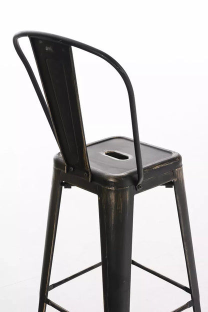 In And OutdoorMatch Barkruk Addison - Met rugleuning - Set van 1 - Antiek - Ergonomisch - Barstoelen voor keuken of kantine - Zwart/goud - Metaal - Zithoogte 77cm Barkrukken / hocker