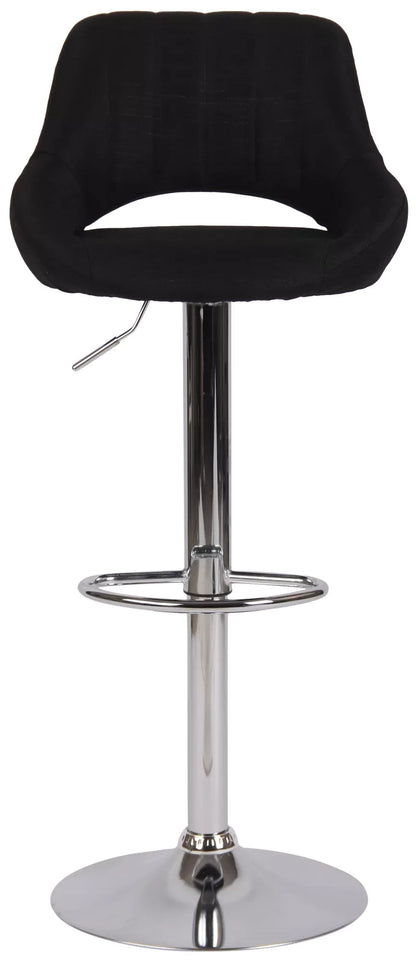 In And OutdoorMatch Barkruk Hipo Zwart chroom Lorenz - Stof - Zithoogte 60-81cm - Ergonomische barstoelen - In hoogte verstelbaar - Set van 1 - Met rugleuning - Voor keuken en bar Barkrukken / hocker