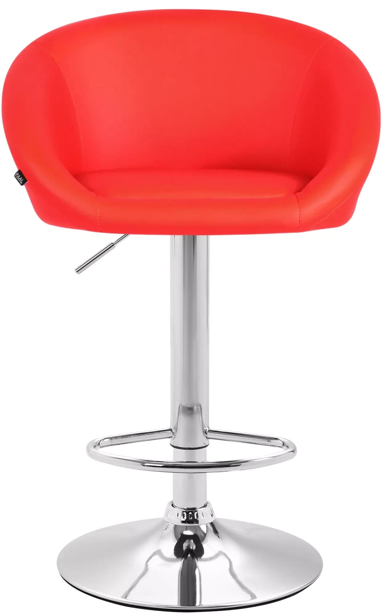 In And OutdoorMatch Barkruk Juanma Steve - Rood - Chroom - Modern Design - Rugleuning - Voetensteun - Voor Keuken en Bar - Gestoffeerde Zitting - Imitatie Leder Barkrukken / hocker