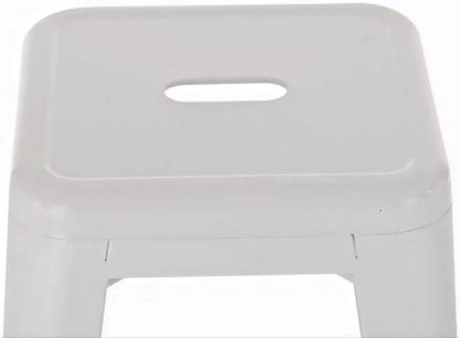 In And OutdoorMatch Barkruk Lera - Zonder rugleuning - Set van 1 - Ergonomisch - Barstoelen voor keuken of kantine - Wit - Metaal - Zithoogte 77cm Barkrukken / hocker