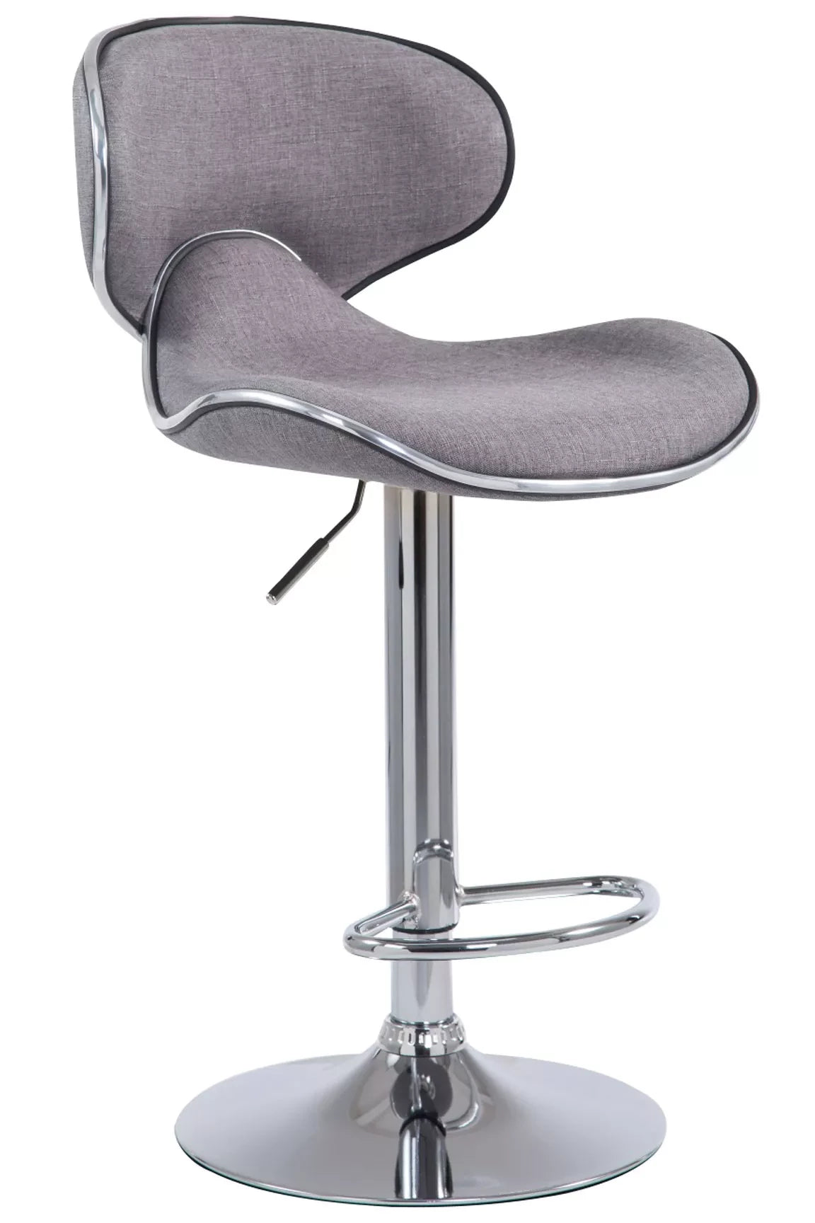 In And OutdoorMatch Barkruk Mina - Lichtgrijs/Zilver - Chroom - Industrieel Design - Rugleuning - Voetensteun - Gestoffeerde Zitting Barkrukken / hocker