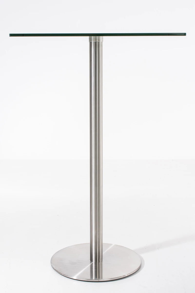 In And OutdoorMatch Bartafel Florencio - 110x70x70xcm - RVS Frame - Opvallend Design - Helder Glas Bar table