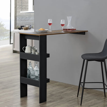 In And OutdoorMatch Bartafel Isac - Wandmontage - 120x45x106cm - Zwart en Eikenkleurig - Modern Design Bar table