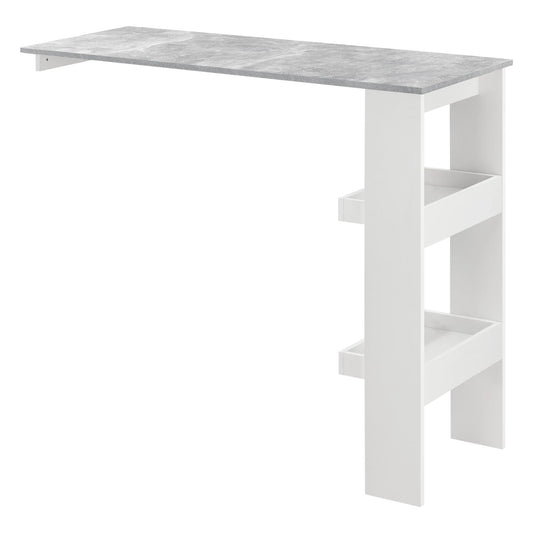 In And OutdoorMatch Bartafel Kaylee - Wandmontage - 120x45x106 cm - Wit en Betonlook - Spaanplaat - Modern Design Bar table