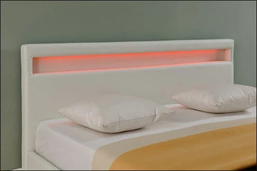 In And OutdoorMatch Bed Robert - met LED-verlichting - Bedbodem - 160x200 cm - Wit - Modern design bed twee personen