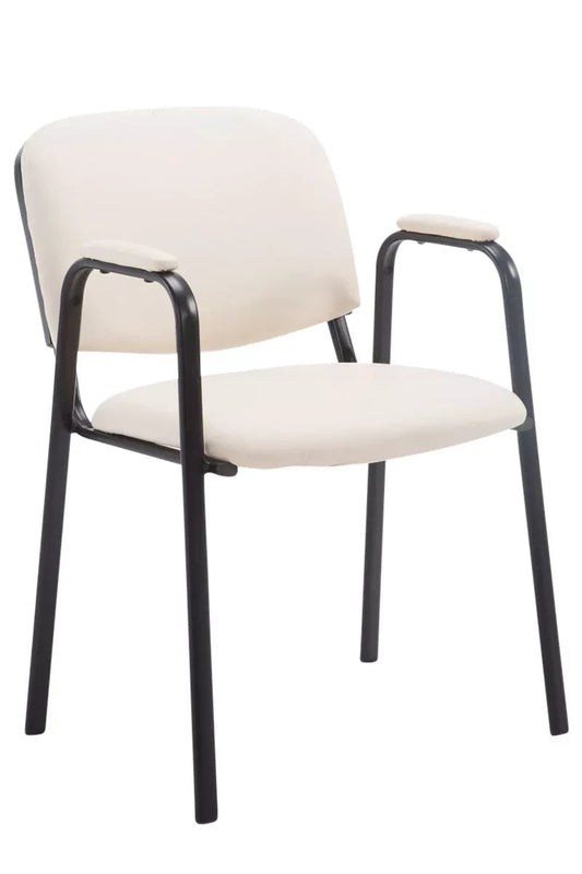 In And OutdoorMatch Bezoekersstoel - Eetkamerstoel - Kaycee - Wit Kunstleer - zwart frame - comfortabel - modern design - set van 1 - Zithoogte 47 cm - Deluxe Bureaustoel