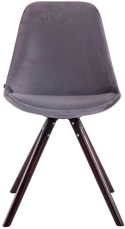 In And OutdoorMatch Bezoekersstoel Eulalia - Eetkamerstoel - Grijs velours - Bruine poten - Set van 1 - Zithoogte 48 cm - Deluxe Eetkamerstoel