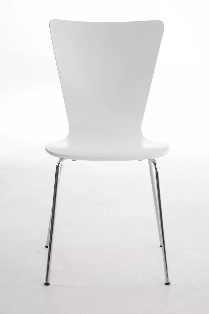 In And OutdoorMatch Bezoekersstoel Leann - Wit - Houten stoel - Set van 4 - Met rugleuning - Vergaderstoel - Zithoogte 45cm Eetkamerstoel