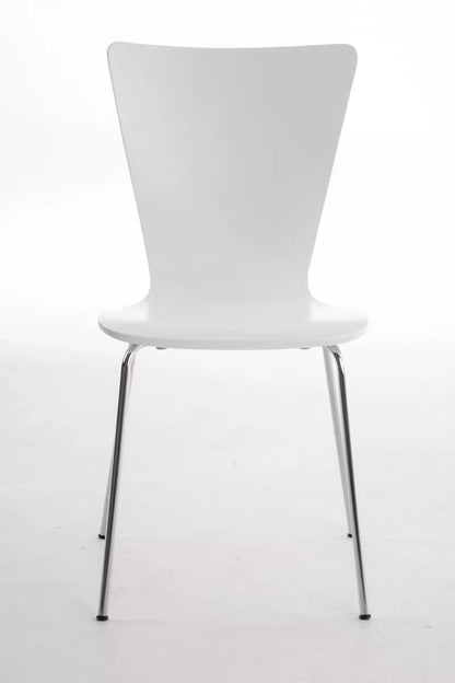 In And OutdoorMatch Bezoekersstoel Leann - Wit - Houten stoel - Set van 4 - Met rugleuning - Vergaderstoel - Zithoogte 45cm Eetkamerstoel