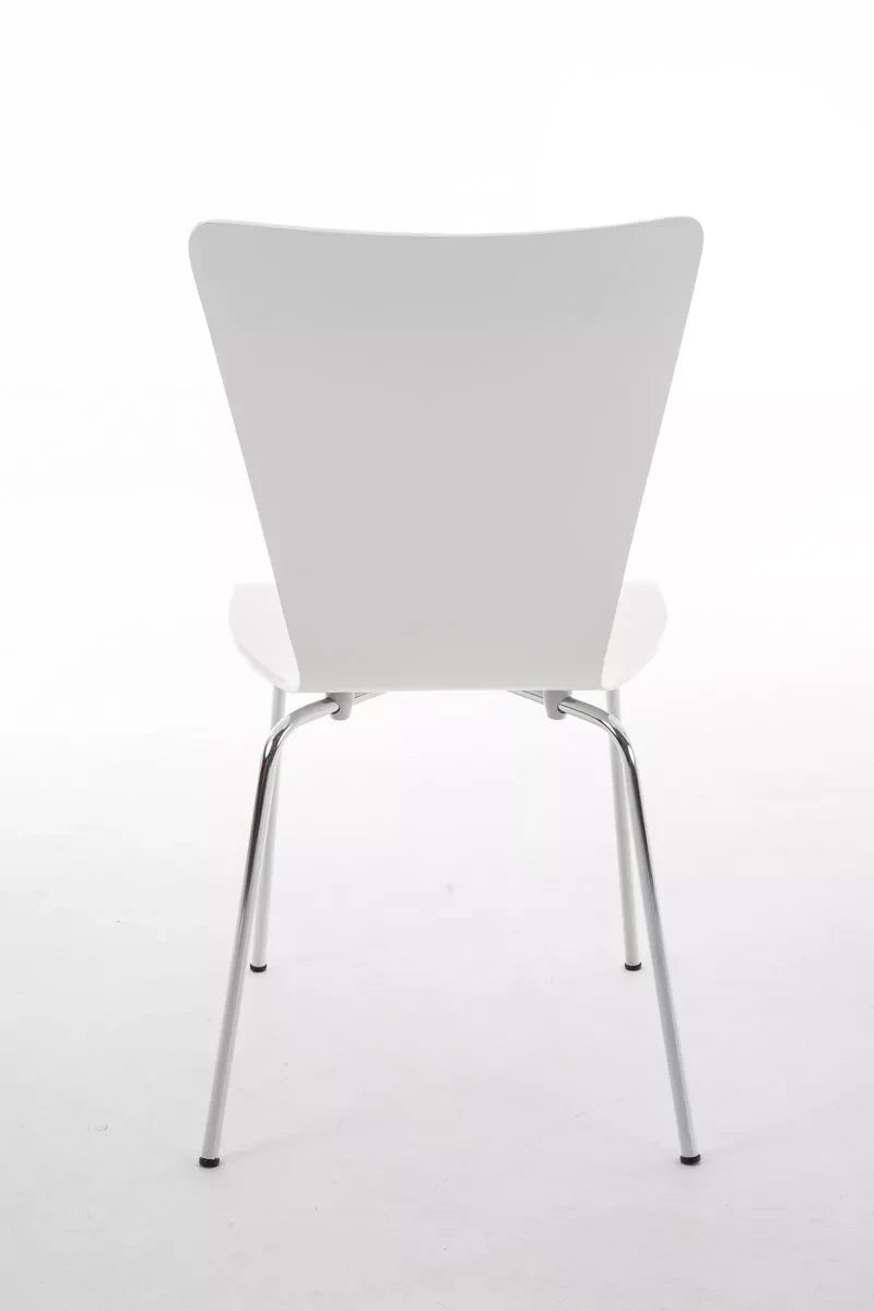 In And OutdoorMatch Bezoekersstoel Leann - Wit - Houten stoel - Set van 4 - Met rugleuning - Vergaderstoel - Zithoogte 45cm Eetkamerstoel