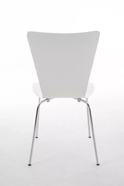 In And OutdoorMatch Bezoekersstoel Leann - Wit - Houten stoel - Set van 4 - Met rugleuning - Vergaderstoel - Zithoogte 45cm Eetkamerstoel