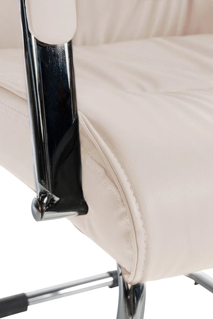 In And OutdoorMatch Bezoekersstoel Olly - Set van 2 - Crème - Kunstleer - Hoogwaardige bekleding - Luxe bezoekersstoel - Stijlvolle en eigentijdse uitstraling Eetkamerstoel