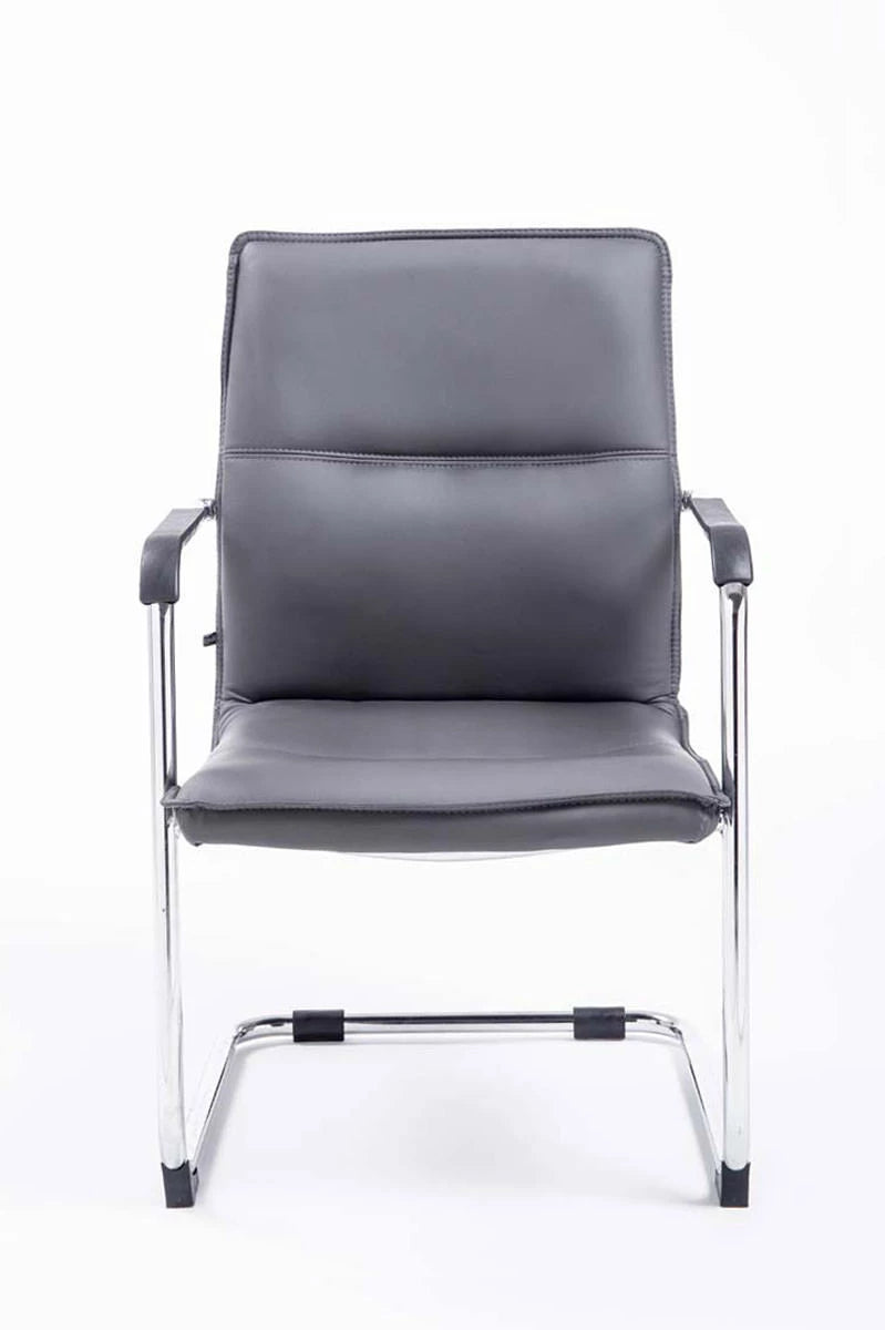 In And OutdoorMatch Bezoekersstoel Tadeo - Grijs - Set van 2 - Bezoekersstoel - Kunstleer - Hoge kwaliteit bekleding - Moderne stijlstoel - Stijlvolle bezoekersstoel Eetkamerstoel