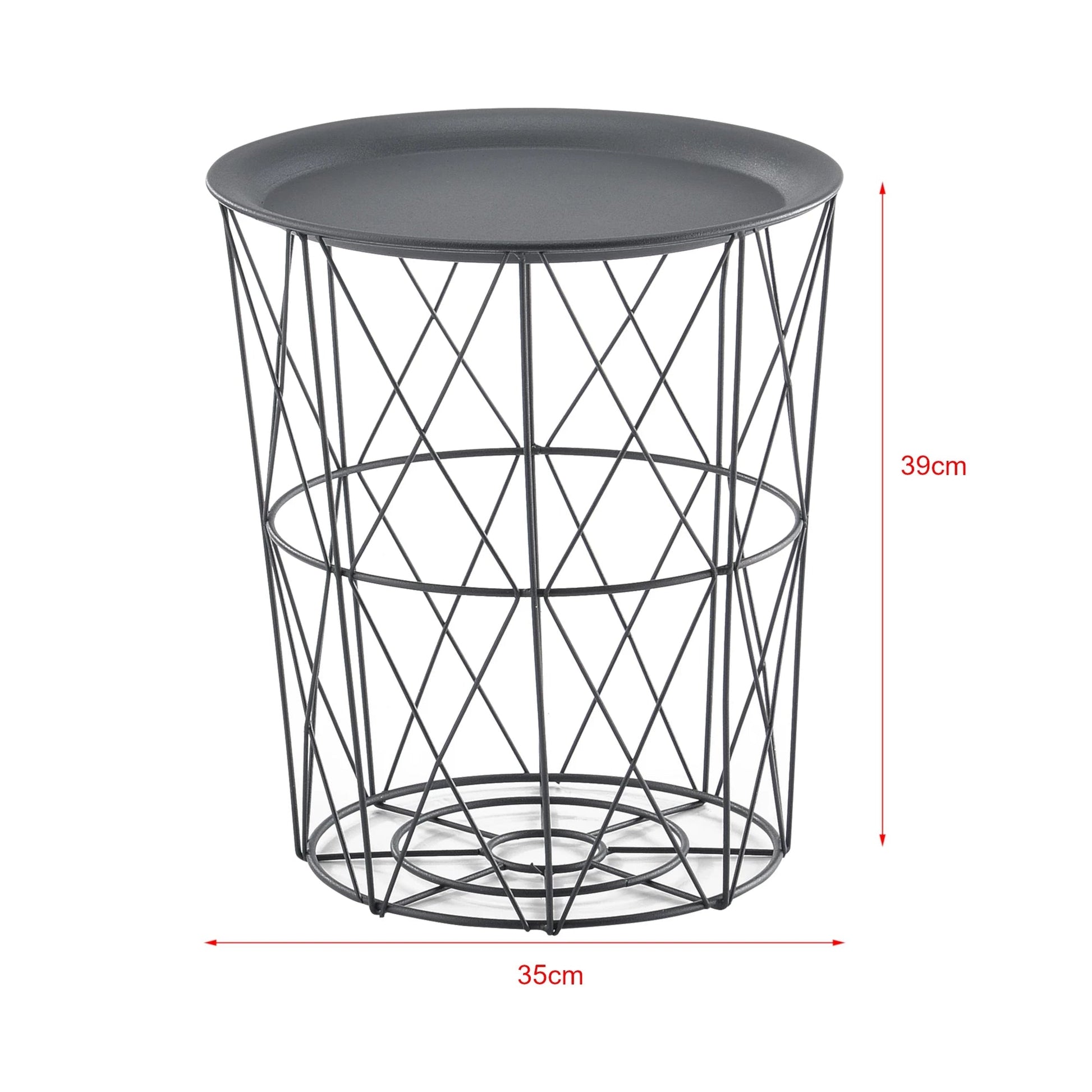 In And OutdoorMatch Bijzettafel Lance - Metaal - Set van 3 - Met afneembaar tafelblad - Donkergrijs - Metaal - Modern design Bijzetttafel