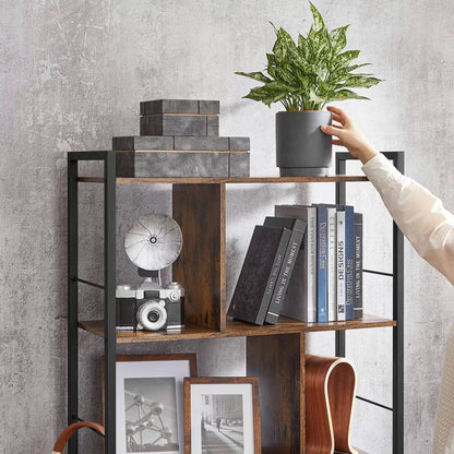 In And OutdoorMatch Boekenkast Sherman - 5 Tier Shelving Unit - Office Shelves - Open Shelves - Industrial Design - Living Room - Bedroom - Office - Study - Home - Office - Vintage Brown/Black Boekenkast