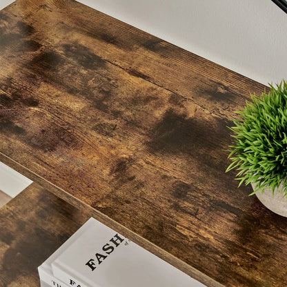 In And OutdoorMatch Boekenkast Tony- Ladderplank - 4 lagen - Staande plank - Bamboe - Vintage - Bruin Zwart Boekenkast